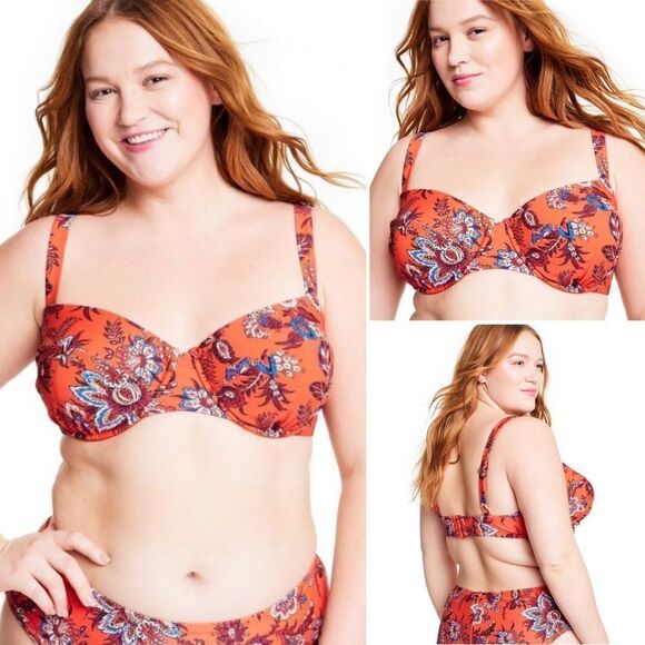 RHODE x Target Large Leafy Floral Print Underwire Bikini Swim Top Sz 18 NWT - Picture 1 of 13